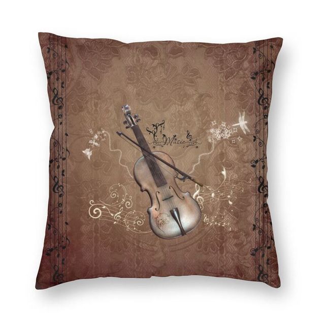 Violin Music Note Cushion Cover