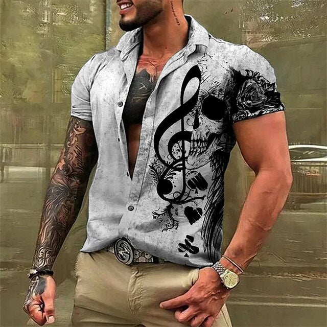 Retro Music Note Casual Shirt