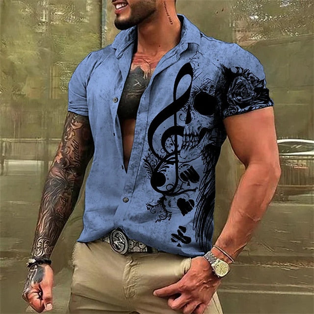 Retro Music Note Casual Shirt