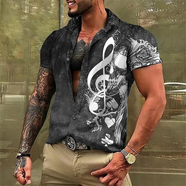 Retro Music Note Casual Shirt
