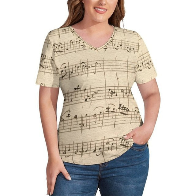 Music Note V-Neck T-Shirt