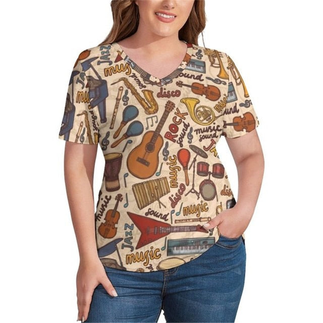 Music Note V-Neck T-Shirt