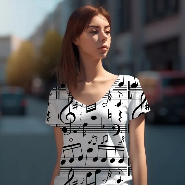 Music Symbol V-neck T-shirt