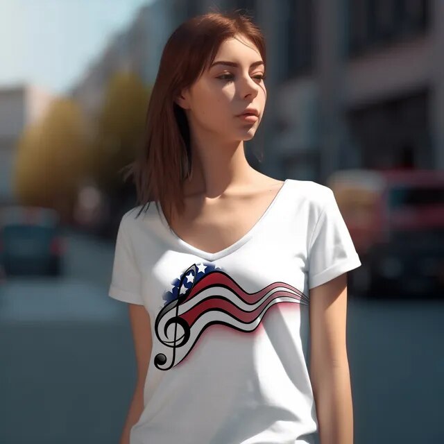 Music Symbol V-neck T-shirt