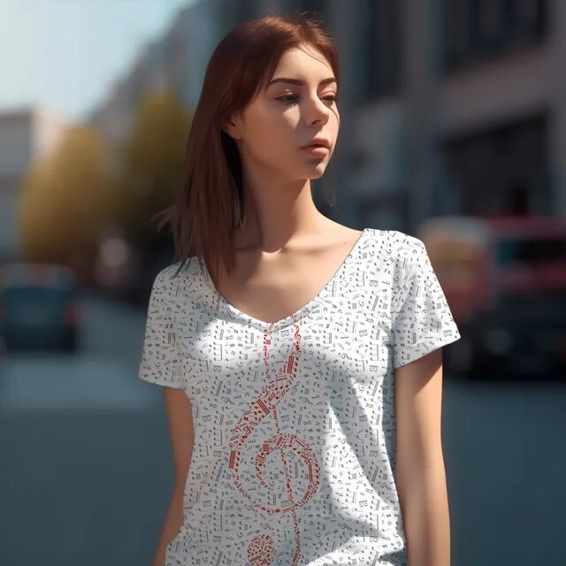 Music Symbol V-neck T-shirt