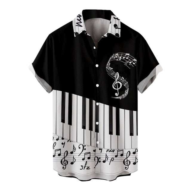 Anime Musical Note Print Men's Shirt