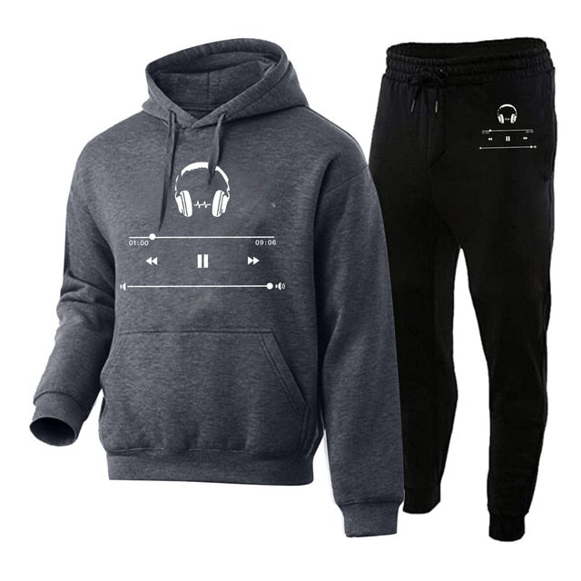 Music Play Graphic Hoodie Set