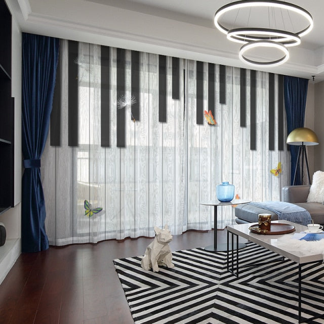 Piano Music Notes Window Curtain