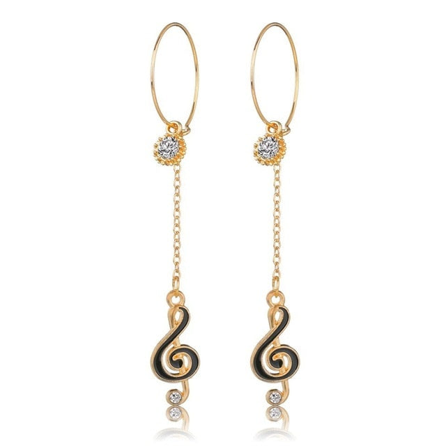 Free - Music Note Long Drop Earrings