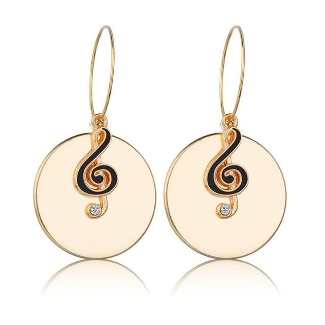 Music Note Round Earrings