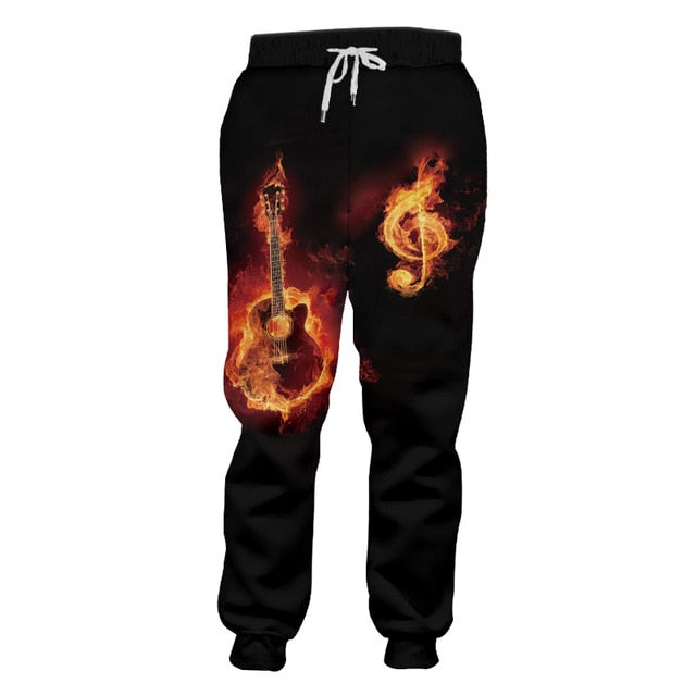 Flame Guitar Music Sweatpants