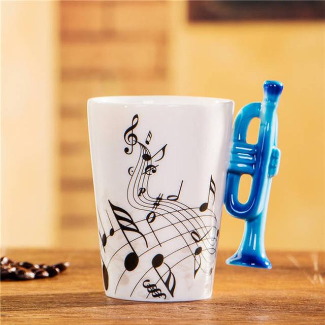 Lovely Music Blue Trumpet Bone Mug - Artistic Pod