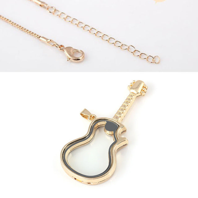 Guitar Floating Locket Necklace