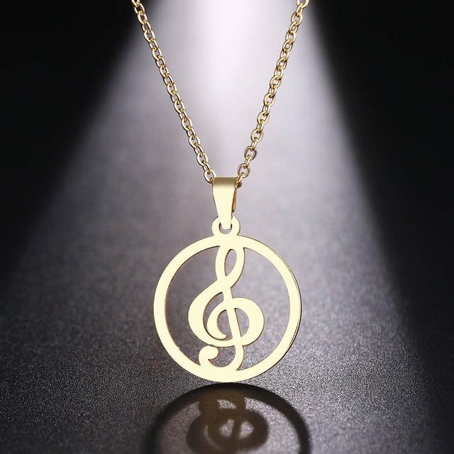 Free - Music Notes Round Necklace