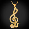 Music Note Zirconia  Pendant Necklace - Artistic Pod