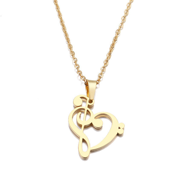 Free - Heart Of Treble & Bass Clefs Necklace