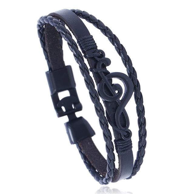 Punk Music Notes Leather Bracelet