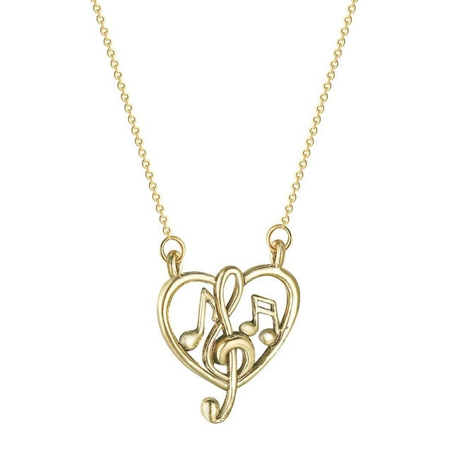 Music Notes Heart Necklace - Gold - { shop_name }} - Review