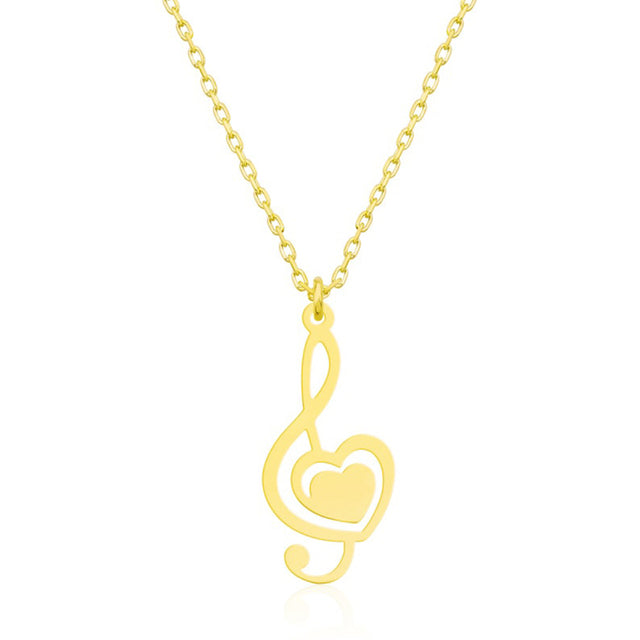 Mini Treble Clef Heart Necklace
