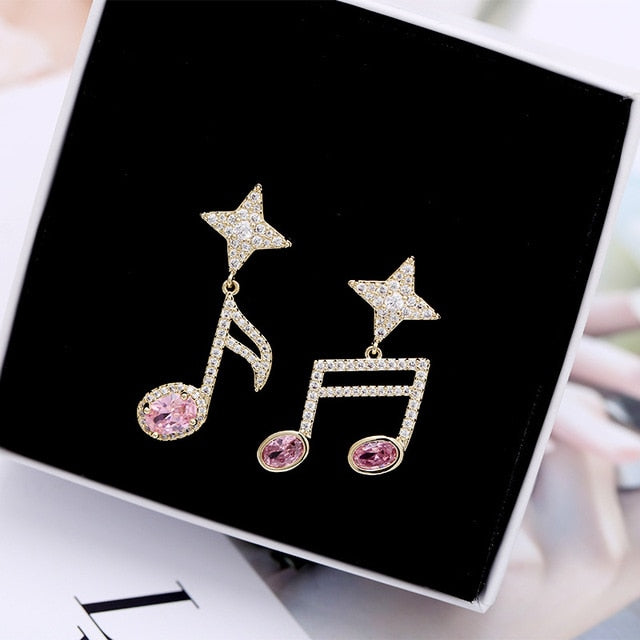 Shinny Music Notes Dangle Earrings