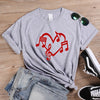 Music Notes Heart Love Graphic T-shirt - Gray-Red / XS - { shop_name }} - Review