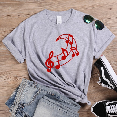 Music Note Moon Graphic T-shirt