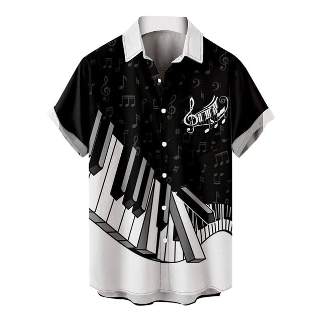 Anime Musical Note Print Men's Shirt