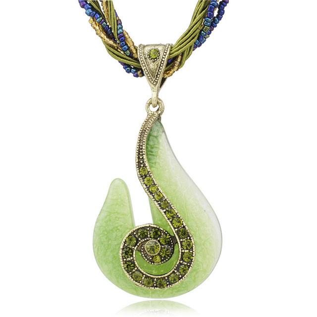 Musical Note Rhinestone Glass Beads Necklace