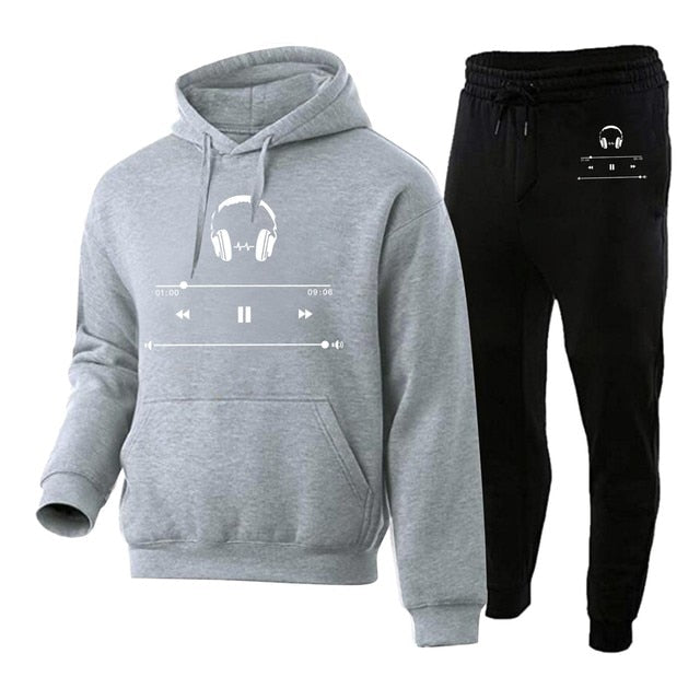 Music Play Graphic Hoodie Set