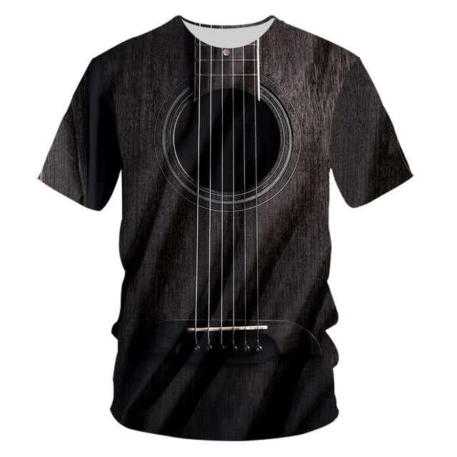 3D Black Guitar T-shirt - Guitar / S - { shop_name }} - Review