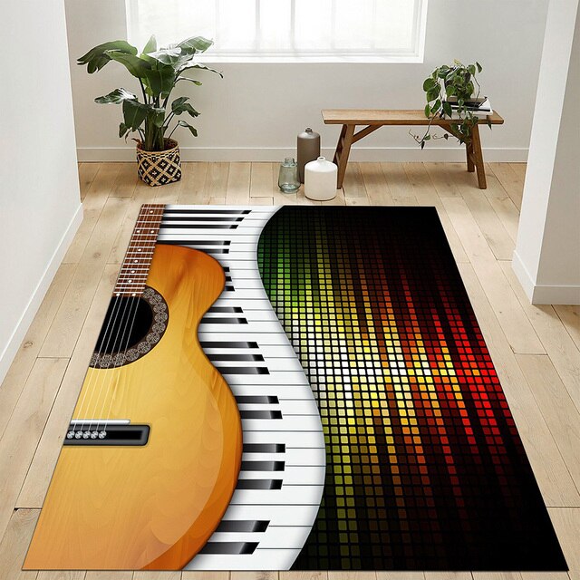 3D Music Piano Guitar Rug