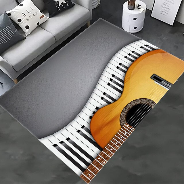 3D Music Piano Guitar Rug