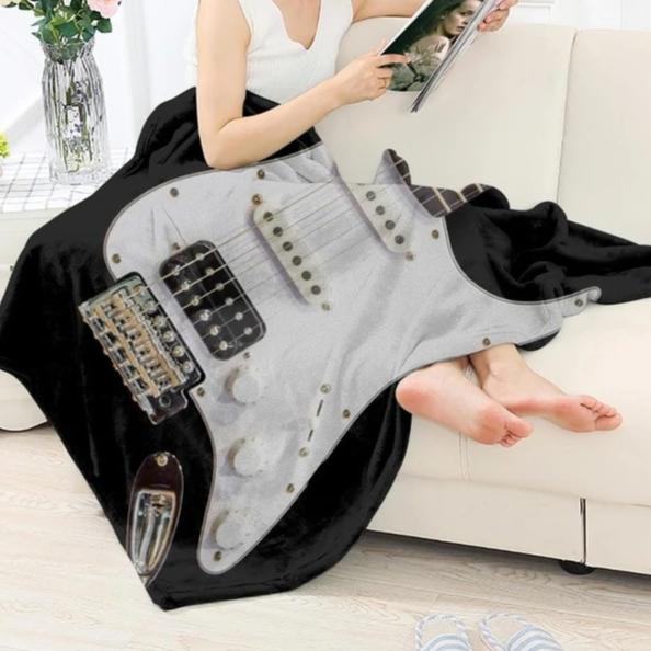 Guitar Print Sherpa Blanket