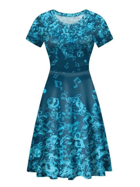 Music Notes O Neck Vintage Dress