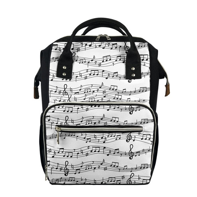 Outdoor Music Notes Printed Diaper Bag