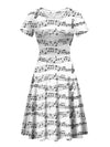 Music Notes O Neck Vintage Dress