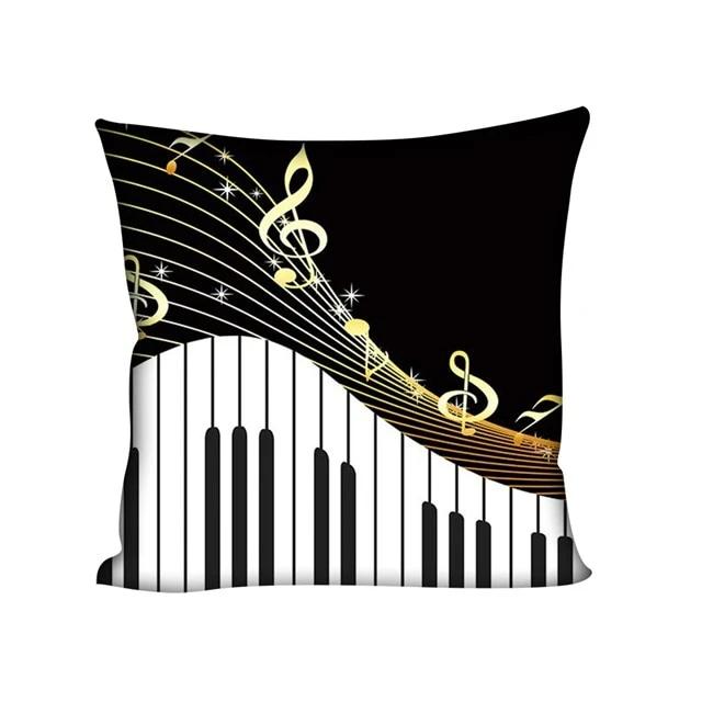Music Notes White Cushion Cover