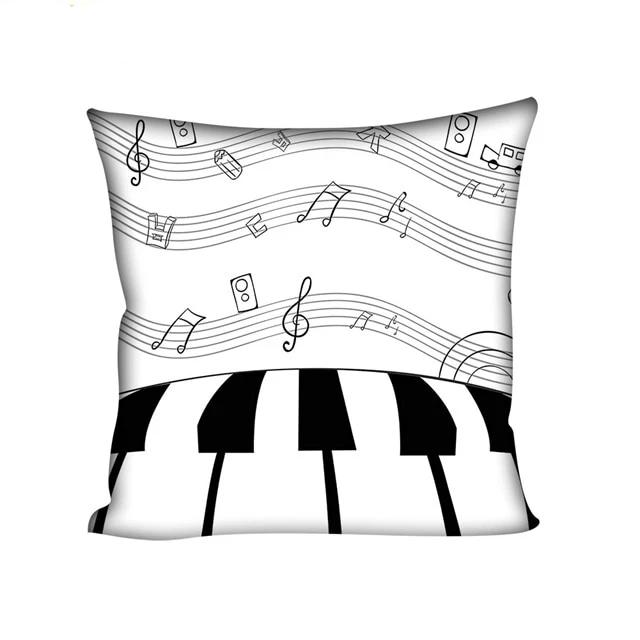 Music Notes White Cushion Cover