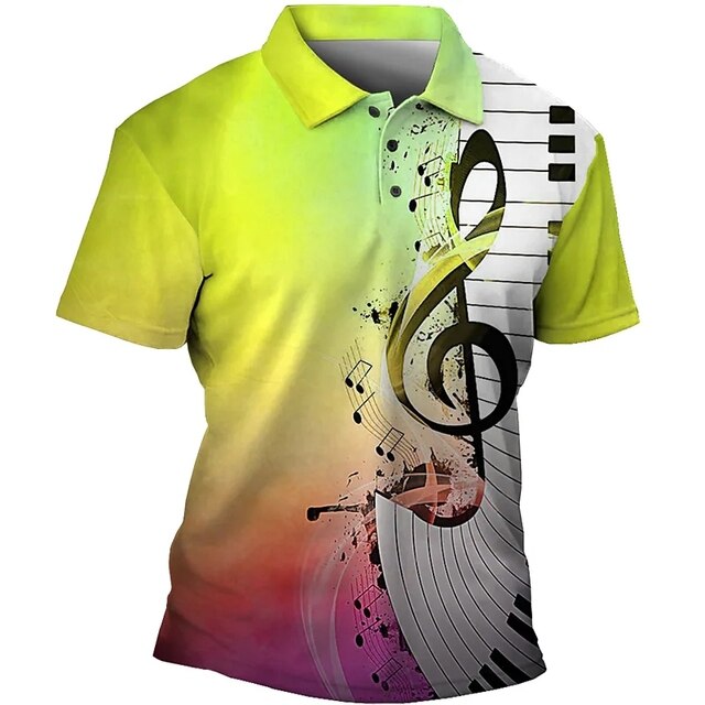 Music Note Collar Polo Shirt - Artistic Pod