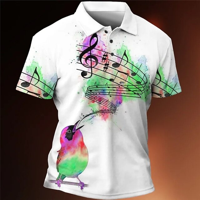 Music Note Collar Polo Shirt
