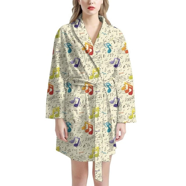 Musical Notes Women Bathrobe