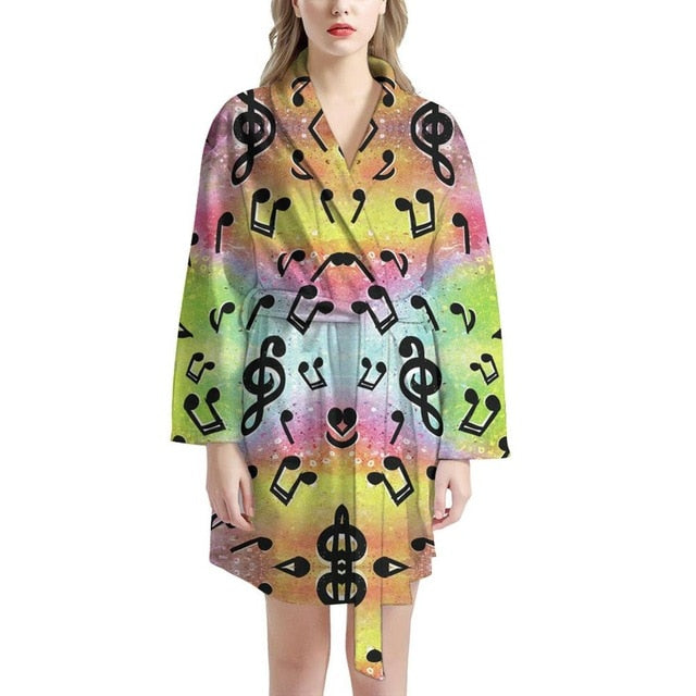 Musical Notes Women Bathrobe