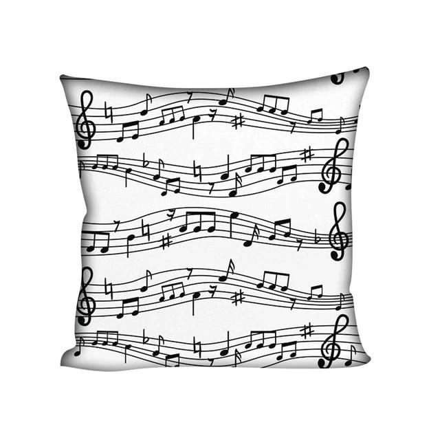 Music Notes White Cushion Cover