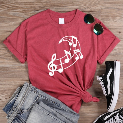 Music Note Moon Graphic T-shirt