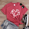 Music Notes Heart Love Graphic T-shirt - HeatherRed-White / XS - { shop_name }} - Review