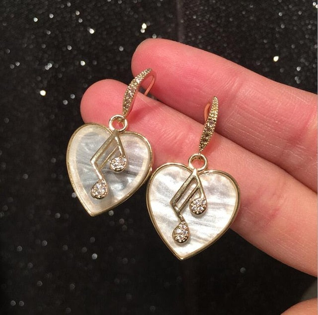 White Shell Music Notes Earrings