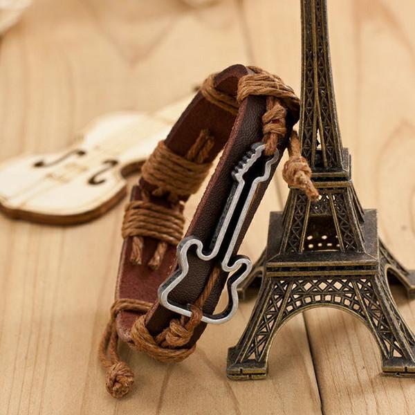 Antique Leather Hollow Guitar Bracelet - Artistic Pod