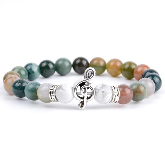 Treble Clef Gemstone Beads Bracelet