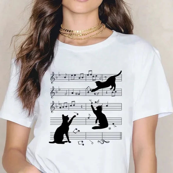 Music Note Black Cat T-shirt