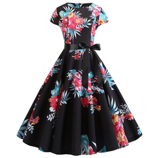 Music Notes Short Sleeve Bow Dress